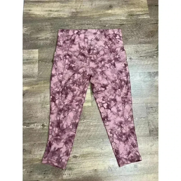 Athleta Salutation Stash Pocket II 7/8 Pink Tie Dye Leggings Women's 1X - Picture 6 of 9